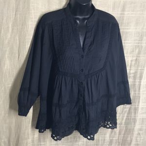 Black button up v neck long sleeve w/ lace 1 X